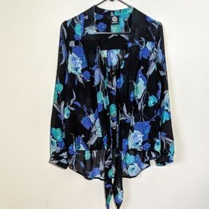 ♥️Blue Green Floral Print Hi Lo Full Sleeve